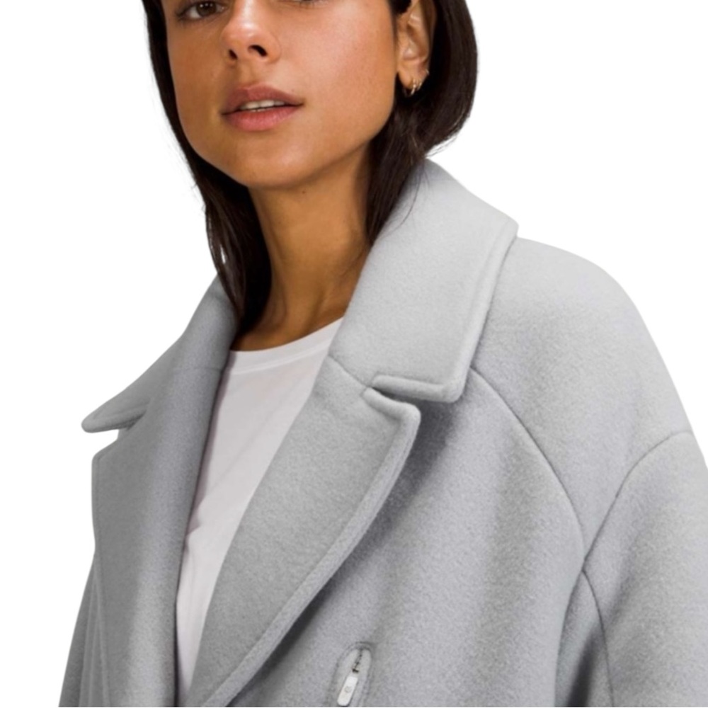 LULULEMON Long Wrap Coat Light Gray Oversized Jacket Size 12 -- GORGEOUS!!! - Picture 4 of 9